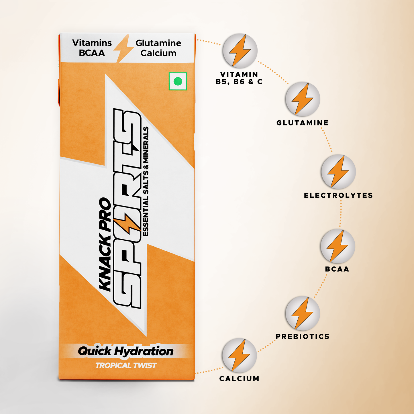 Knack Pro Sports 200ml Pack of 27 (Tropical Twist) Tetra Pack