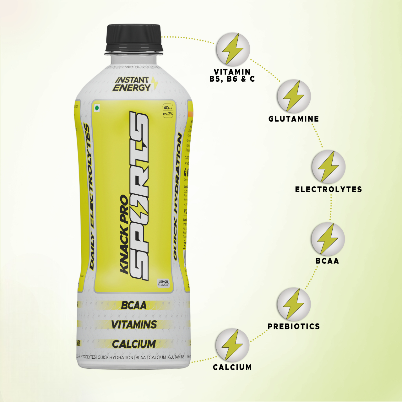 Knack Pro Sports 200ml Pack of 8 (Lemon Flavour) PET Bottles