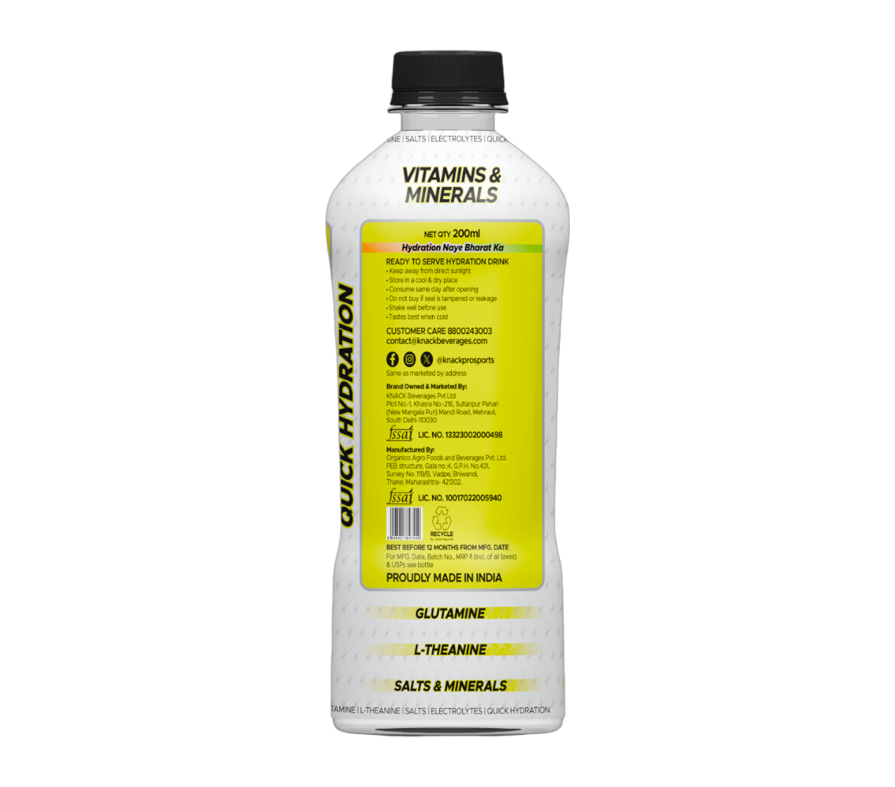 Knack Pro Sports 200ml Pack of 8 (Lemon Flavour) PET Bottles