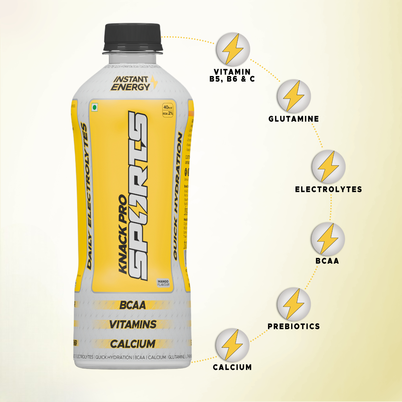 Knack Pro Sports 200ml Pack of 8 (Mango Flavour) PET Bottles