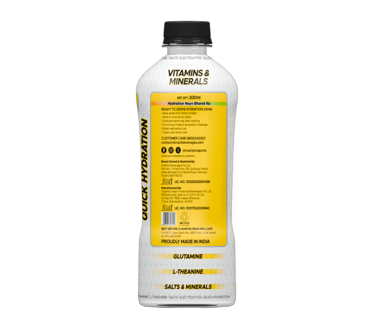 Knack Pro Sports 200ml Pack of 8 (Mango Flavour) PET Bottles