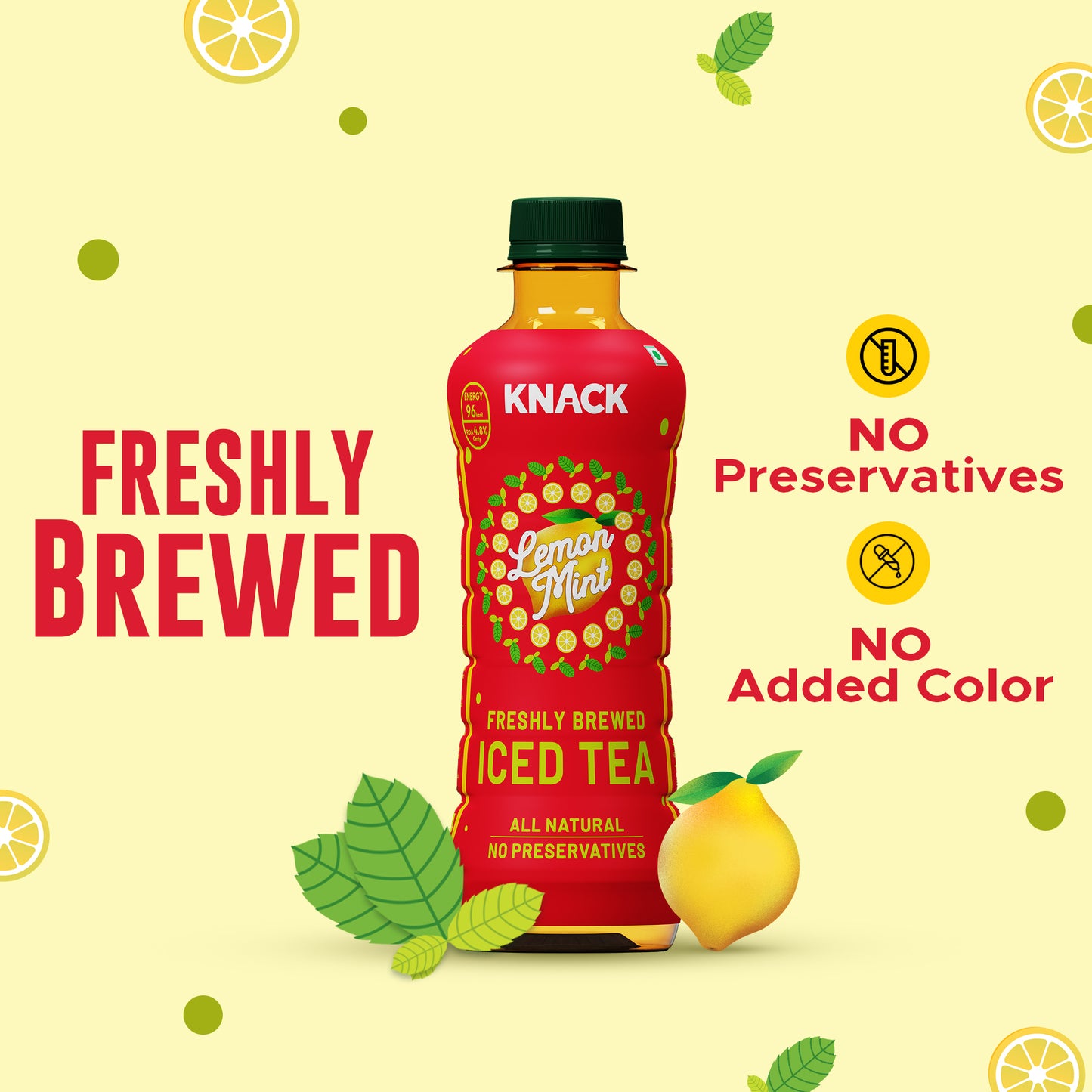 Knack Lemon Mint Iced Tea (PET Bottles) 300ml Pack of 12